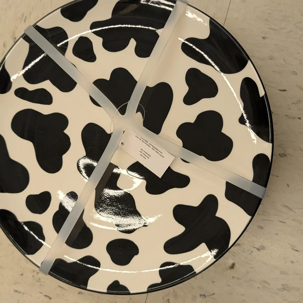 8pcs Cow Print Ceramic Plates Set For Four Dinner And Salad Plates - Picture 3 of 6